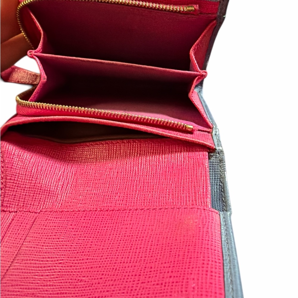 AUTHENTIC Fendi Micro Trifold Wallet - Blue & Pink Leather - Picture 6 of 6